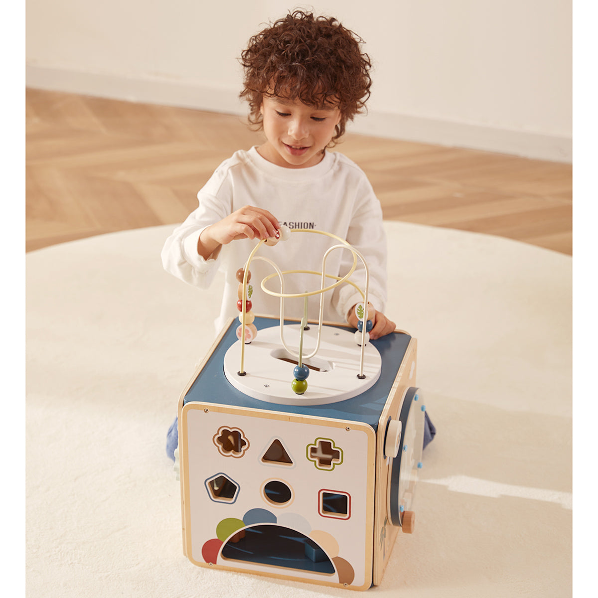 Cub Educativ Montessori din Lemn cu Activități – Jucărie Educativă pentru Copii – Maison G