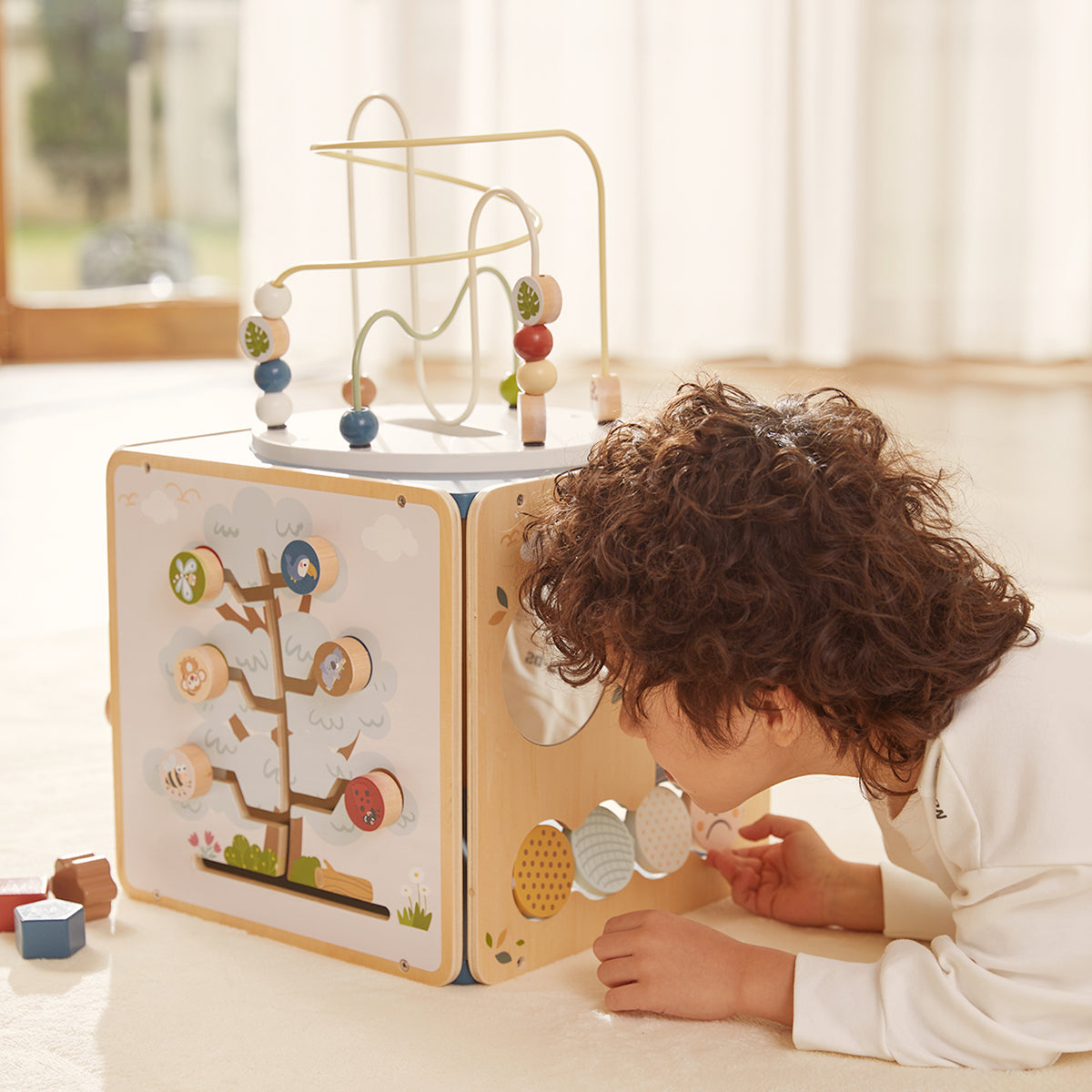 Cub Educativ Montessori din Lemn cu Activități – Jucărie Educativă pentru Copii – Maison G