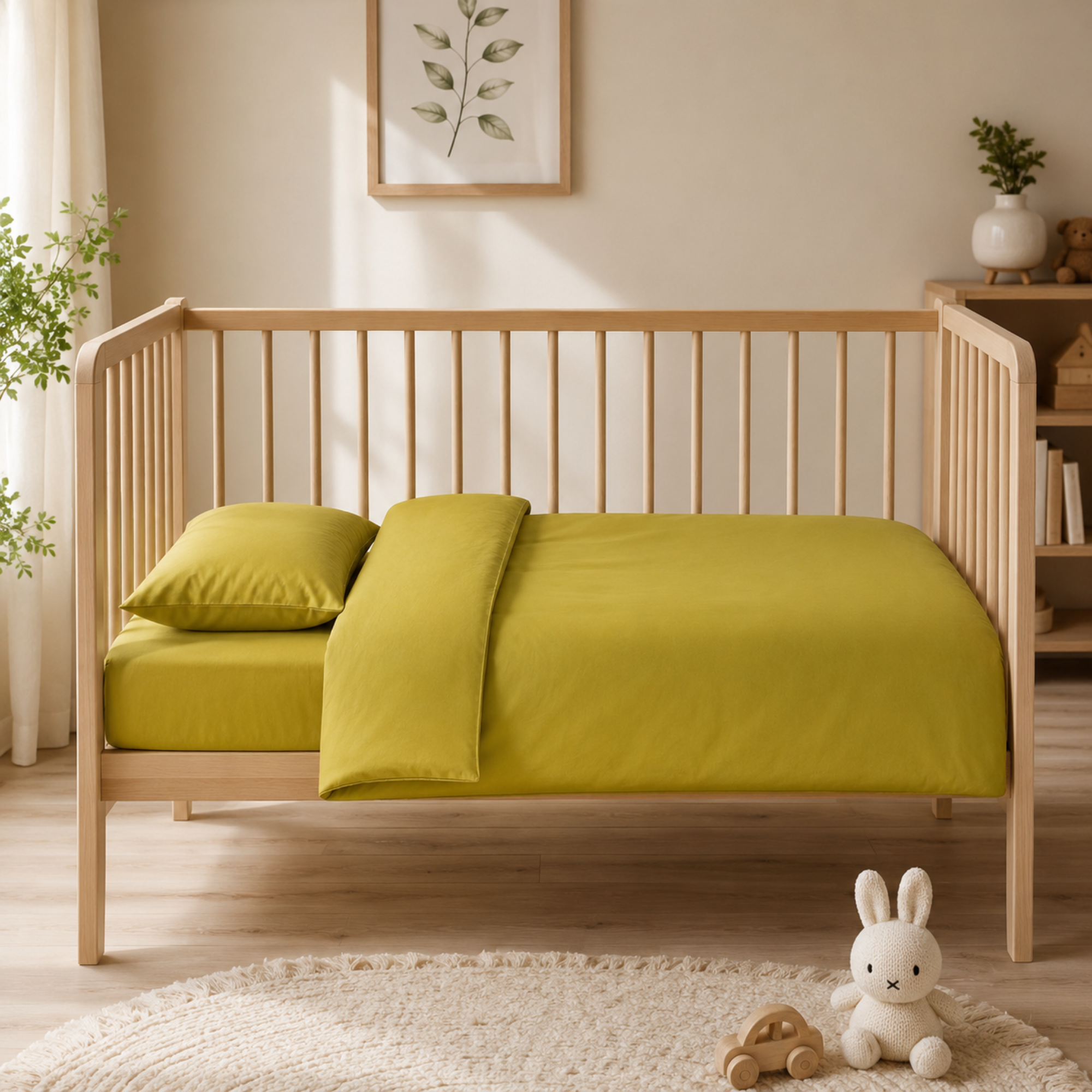 Set lenjerie pentru pătuț din Bumbac 100% Verde – Maison G