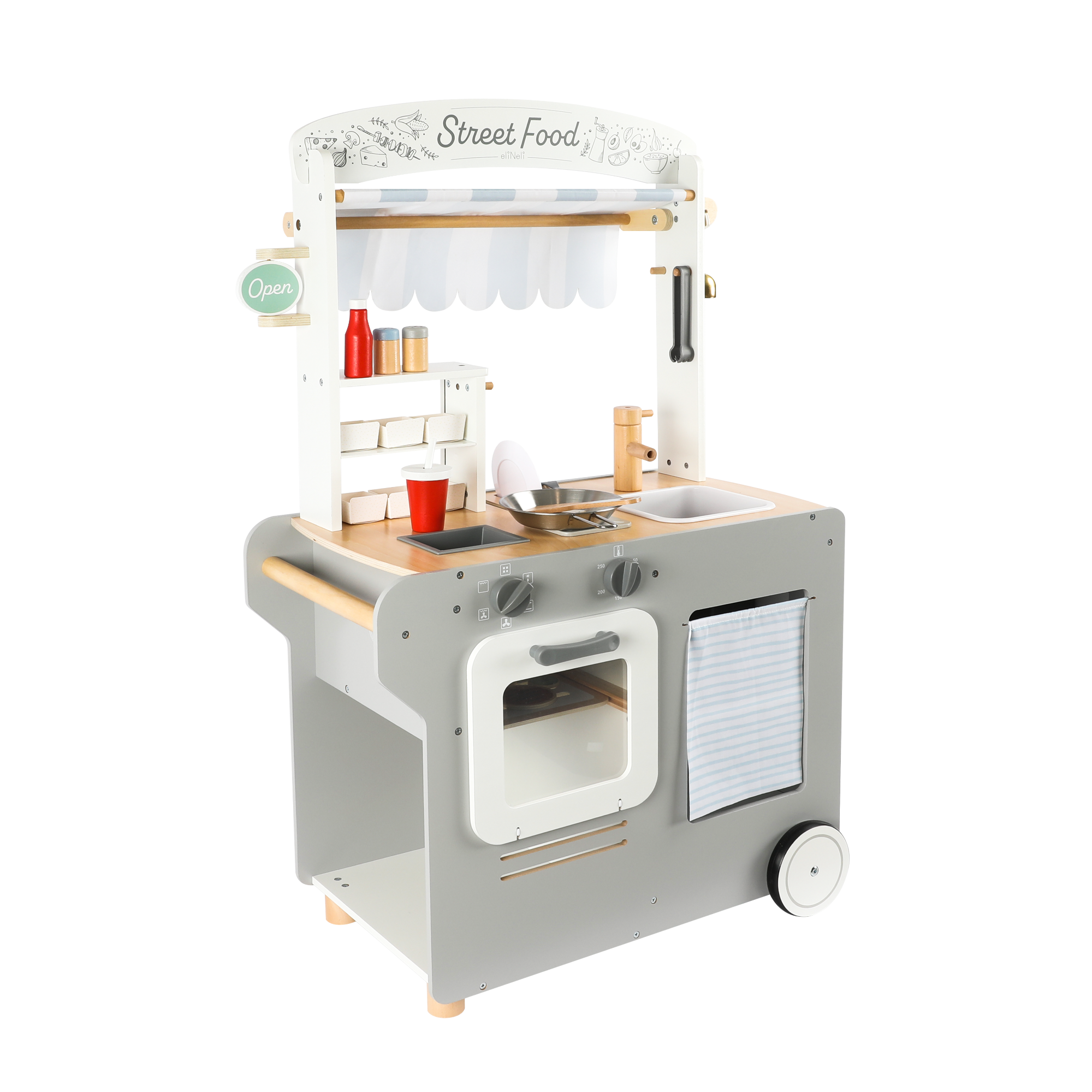 Food Truck Montessori din Lemn pentru Copii – Joc de Rol și Imaginație – 3+ ani | Maison G