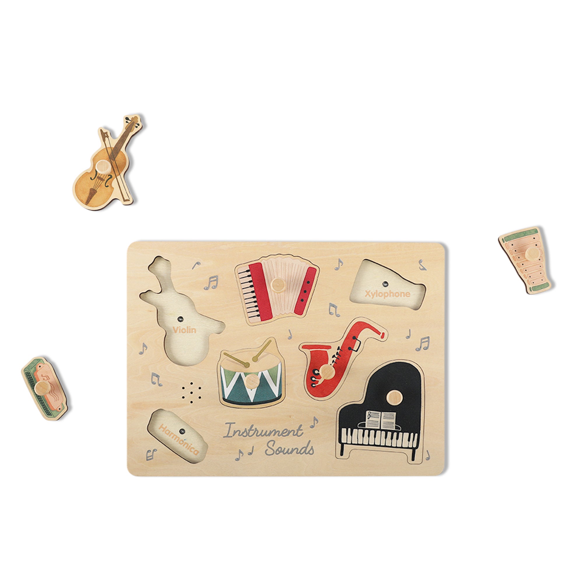 Puzzle Sonor Montessori din Lemn – Instrumente Muzicale – Jucărie Educativă pentru Copii – Maison G