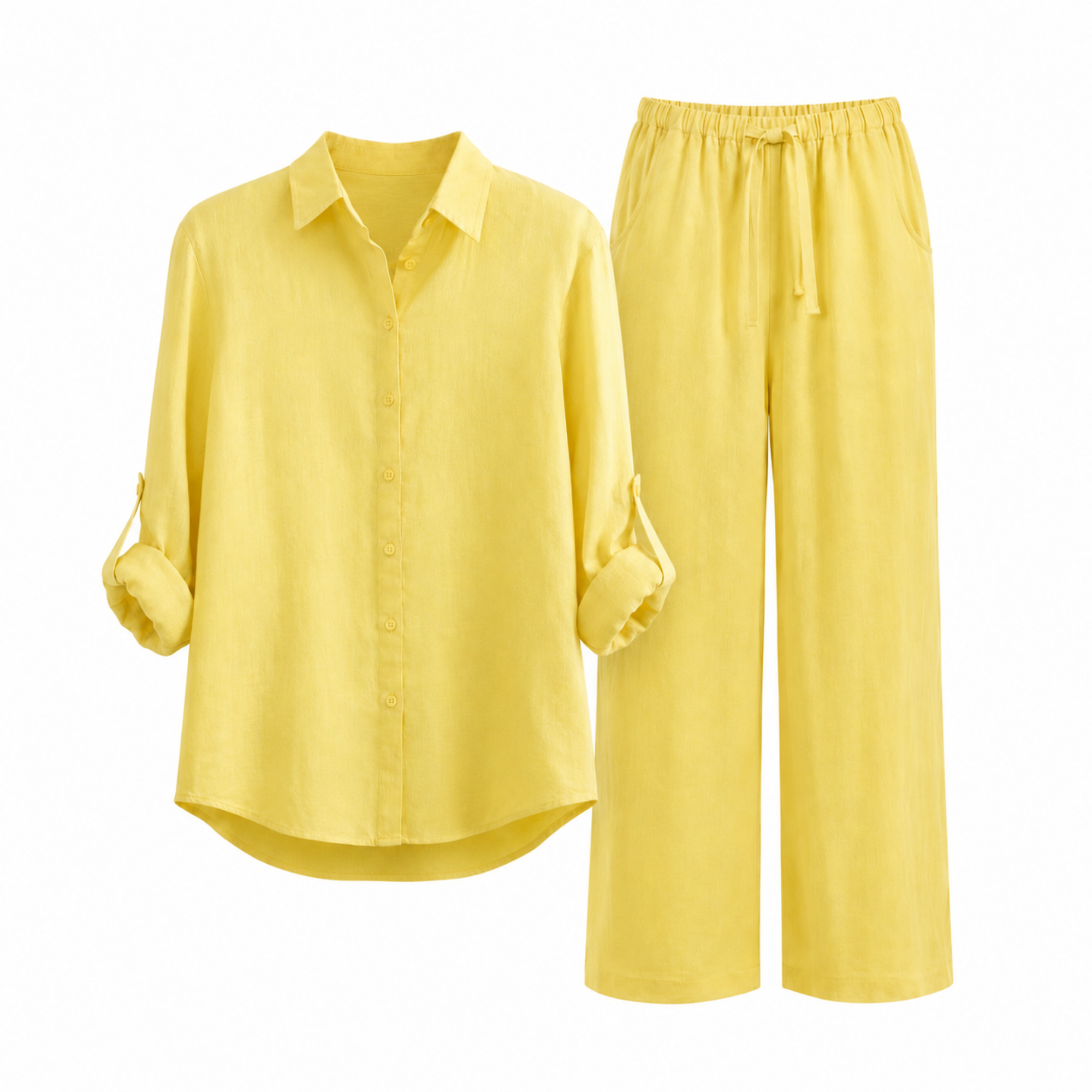 Compleu Capri din in 100% cu cămașă și pantaloni lungi – Maison G
