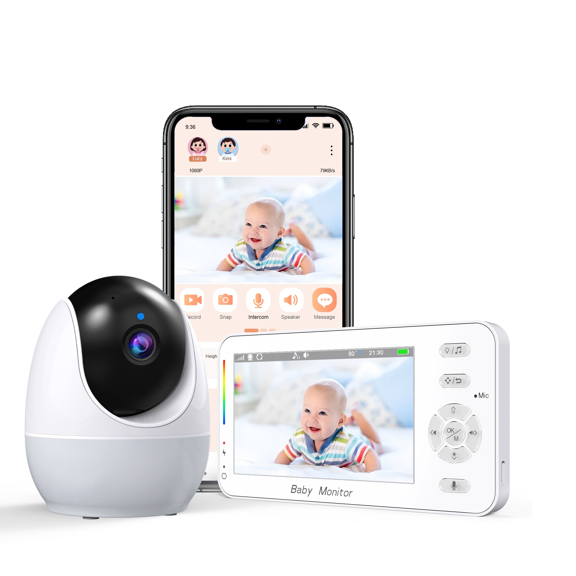 Monitor Video Inteligent pentru Bebeluși cu Aplicație – Monitorizare Sigură și Conectivitate în Timp Real – Maison G