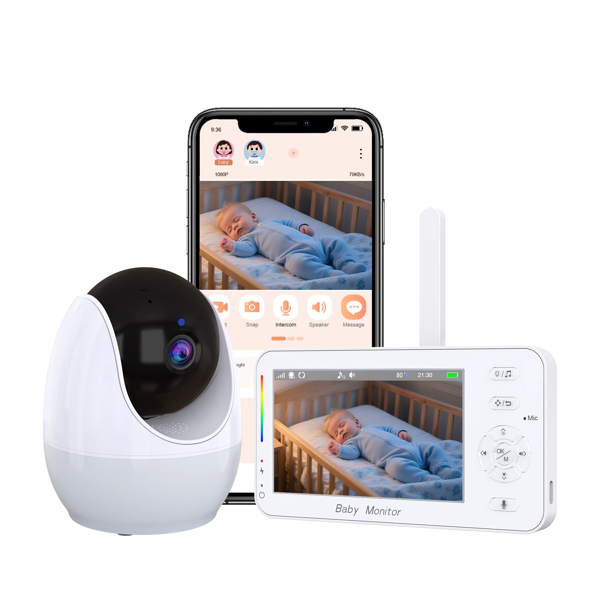 Monitor Video Inteligent pentru Bebeluși cu Aplicație – Monitorizare Sigură și Conectivitate în Timp Real – Maison G