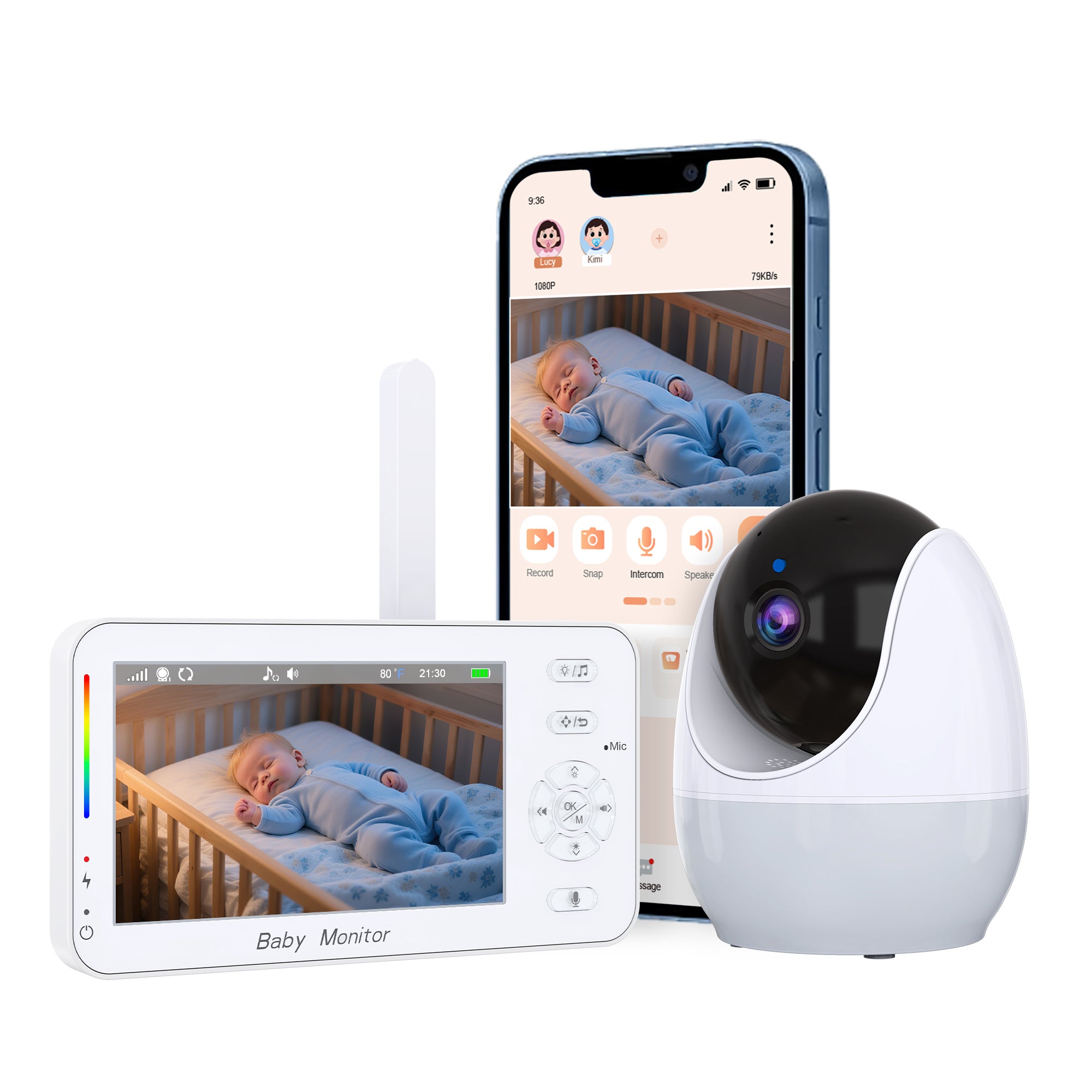 Monitor Video Inteligent pentru Bebeluși cu Aplicație – Monitorizare Sigură și Conectivitate în Timp Real – Maison G