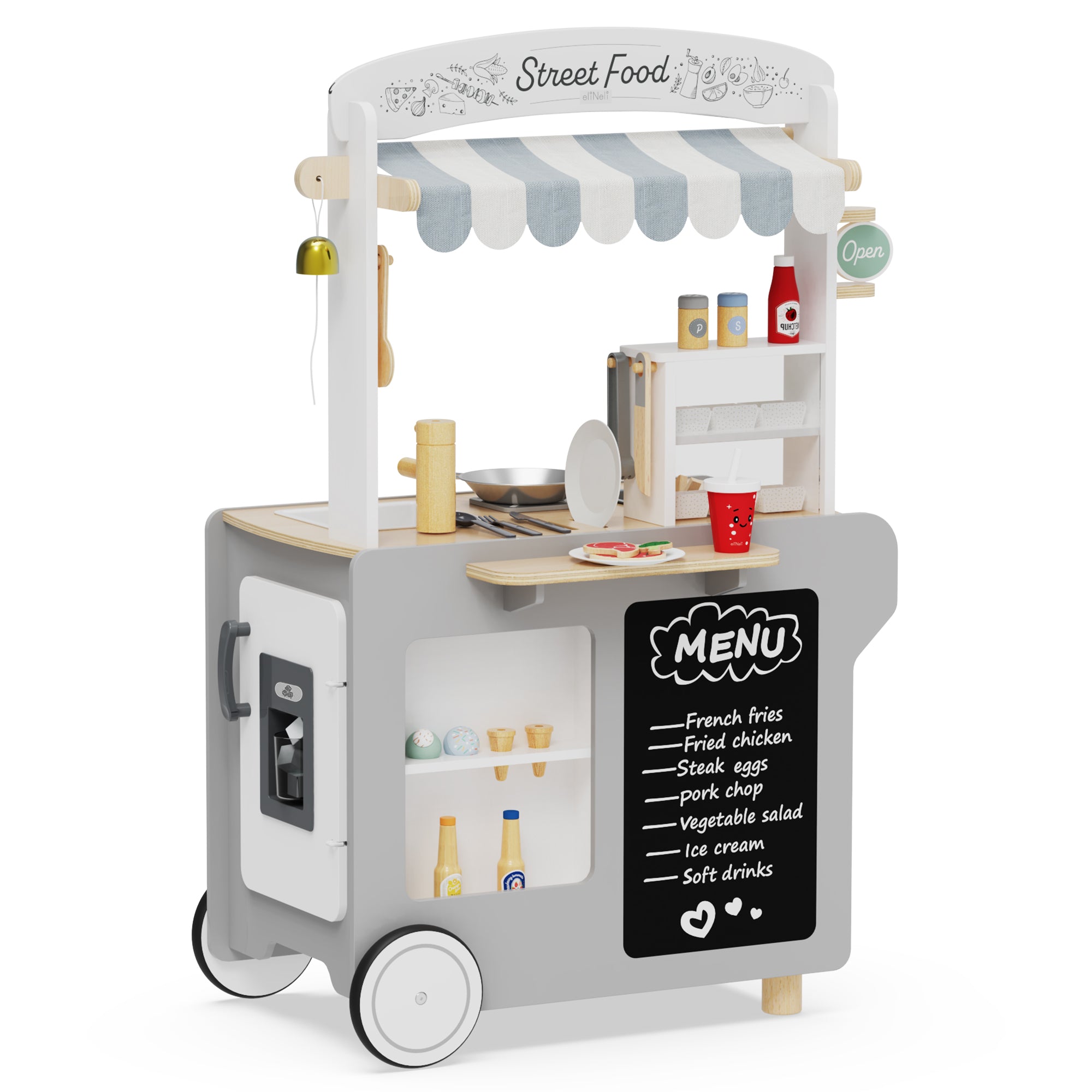 Food Truck Montessori din Lemn pentru Copii – Joc de Rol și Imaginație – 3+ ani | Maison G
