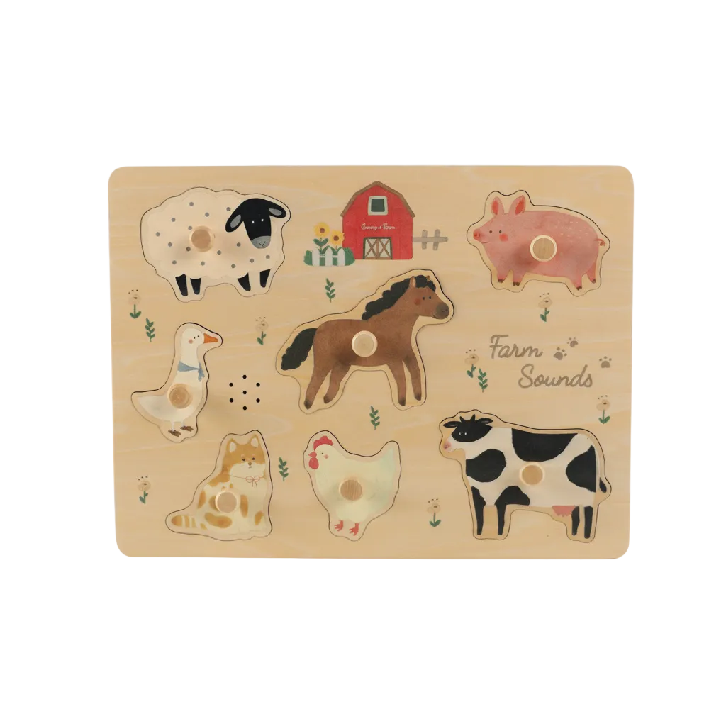 Puzzle Sonor Montessori din Lemn – Ferma – Jucărie Educativă pentru Copii – Maison G
