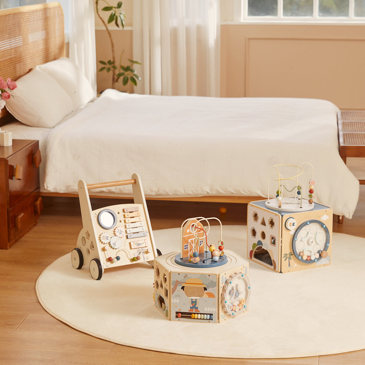 Cub Educativ Montessori din Lemn cu Activități – Jucărie Educativă pentru Copii – Maison G