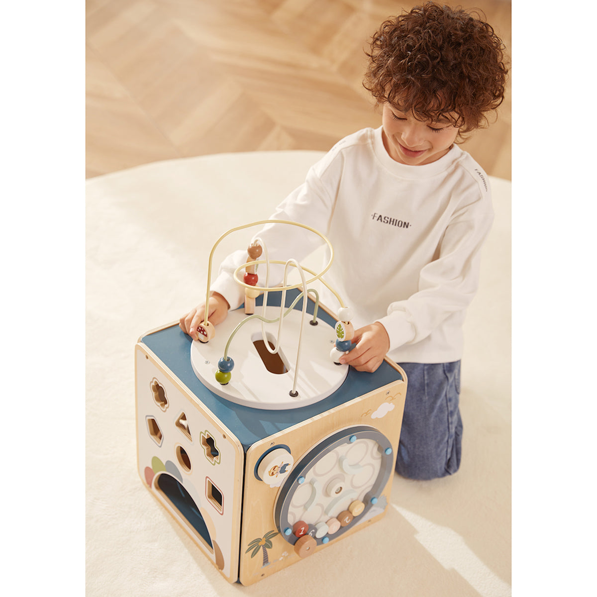 Cub Educativ Montessori din Lemn cu Activități – Jucărie Educativă pentru Copii – Maison G