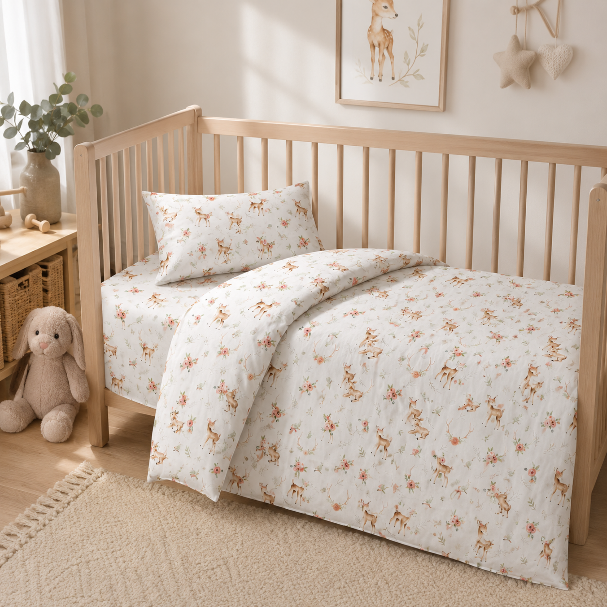 Lenjerie pătuț copii din bumbac 100% – Forest Friends – Maison G
