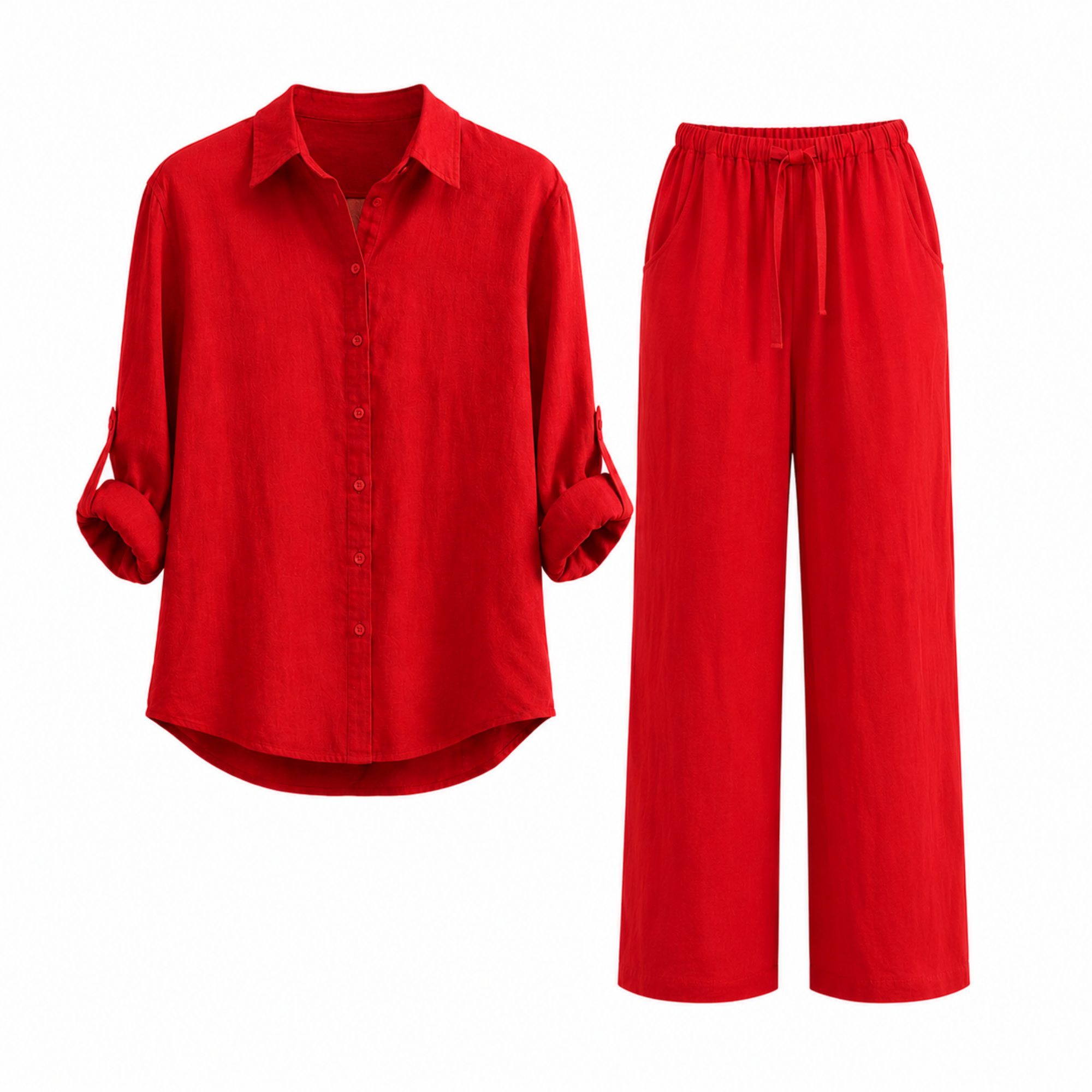 Compleu Capri din in 100% cu cămașă și pantaloni lungi – Maison G