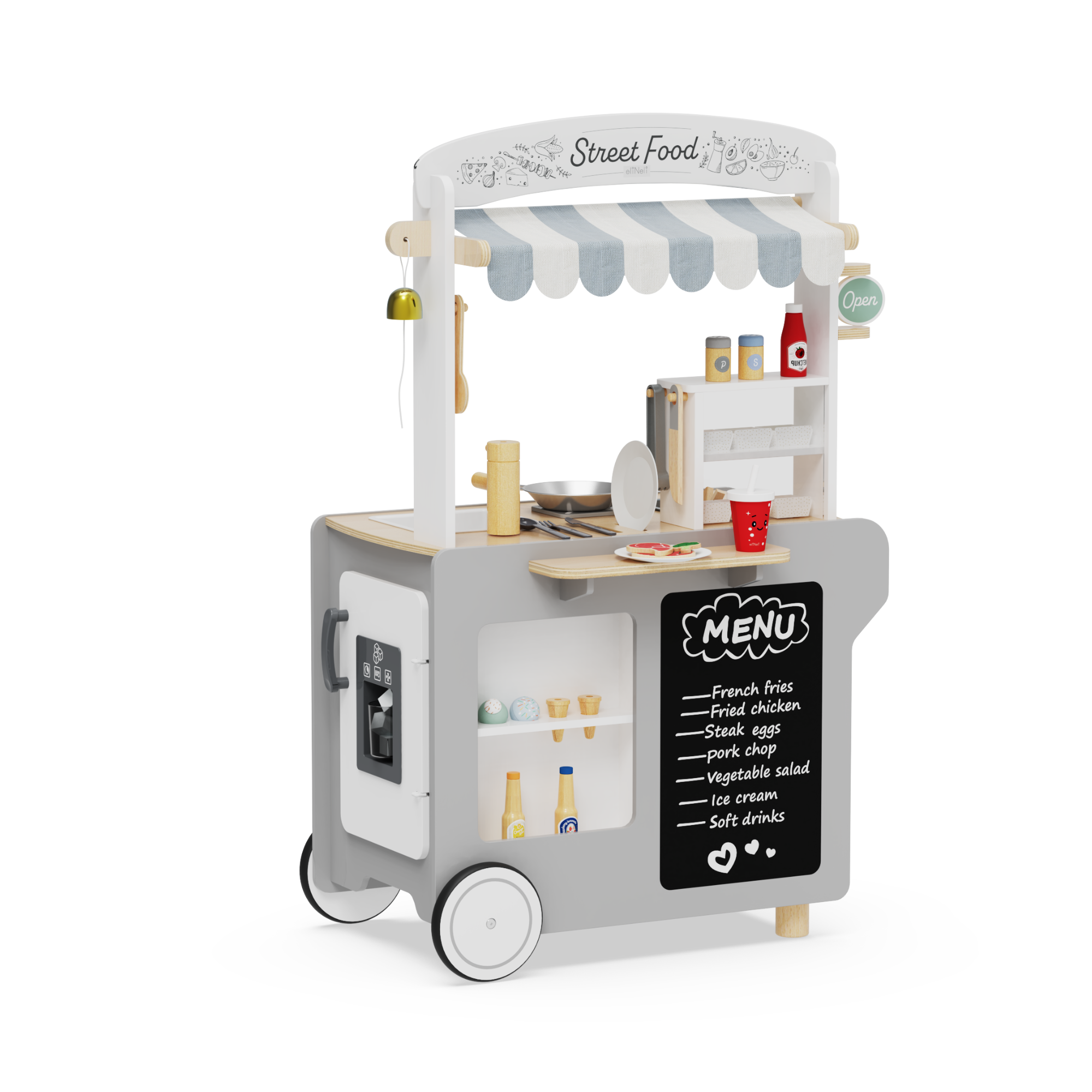 Food Truck Montessori din Lemn pentru Copii – Joc de Rol și Imaginație – 3+ ani | Maison G
