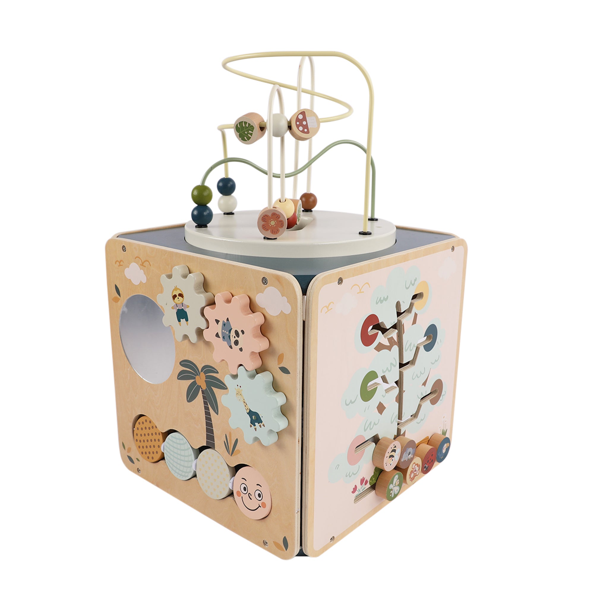 Cub Educativ Montessori din Lemn cu Activități – Jucărie Educativă pentru Copii – Maison G