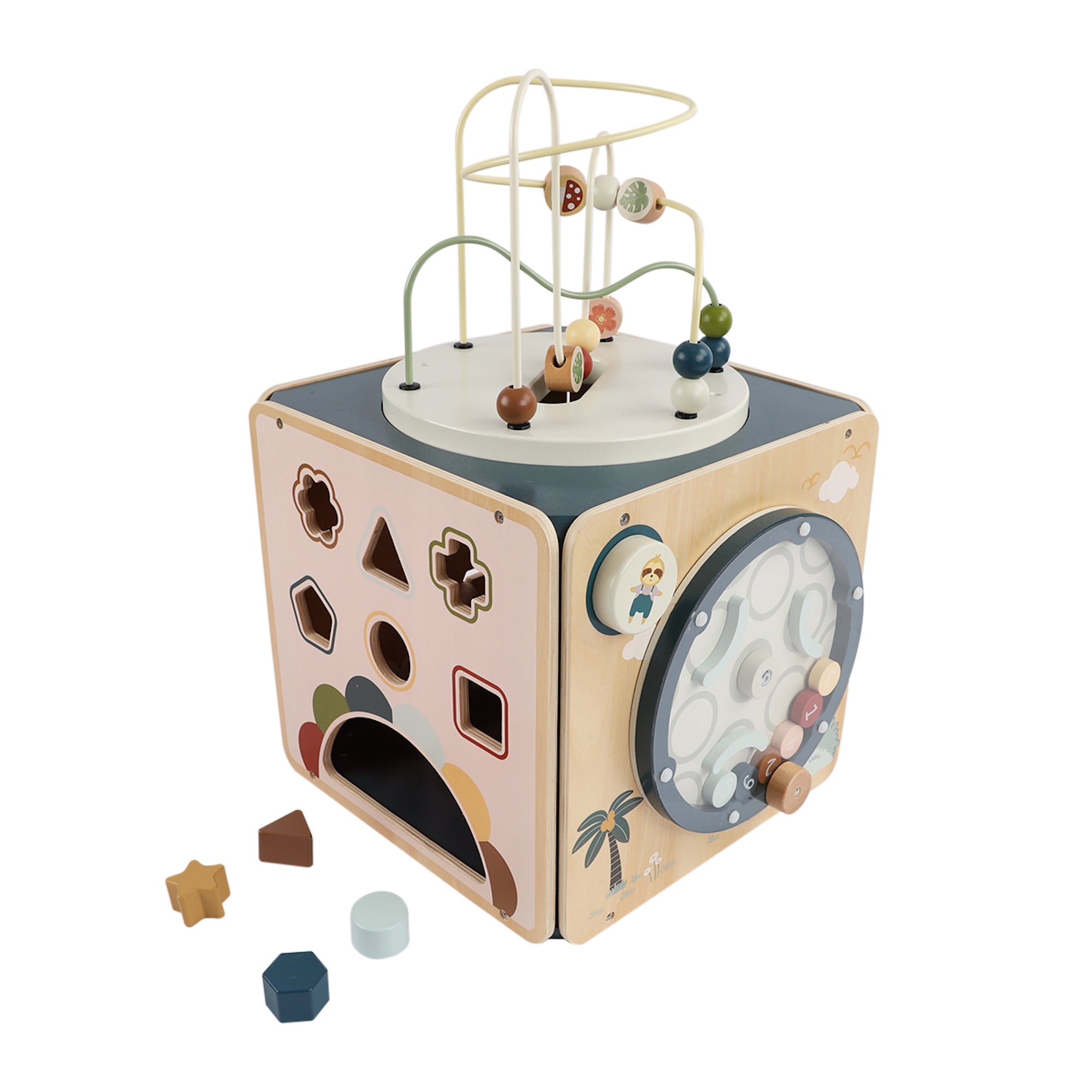 Cub Educativ Montessori din Lemn cu Activități – Jucărie Educativă pentru Copii – Maison G