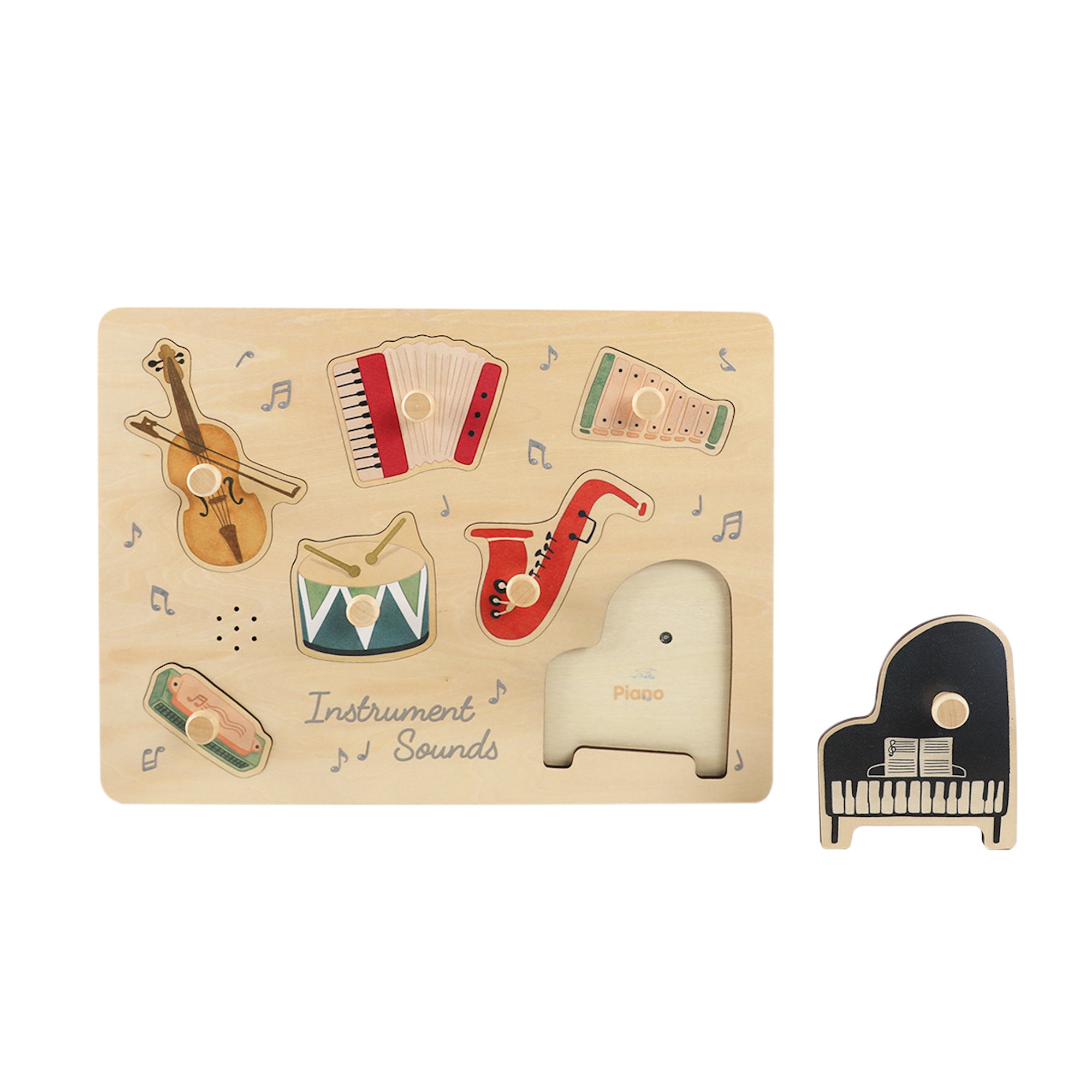 Puzzle Sonor Montessori din Lemn – Instrumente Muzicale – Jucărie Educativă pentru Copii – Maison G