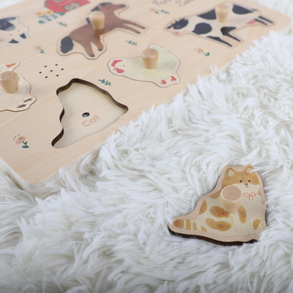 Puzzle Sonor Montessori din Lemn – Ferma – Jucărie Educativă pentru Copii – Maison G