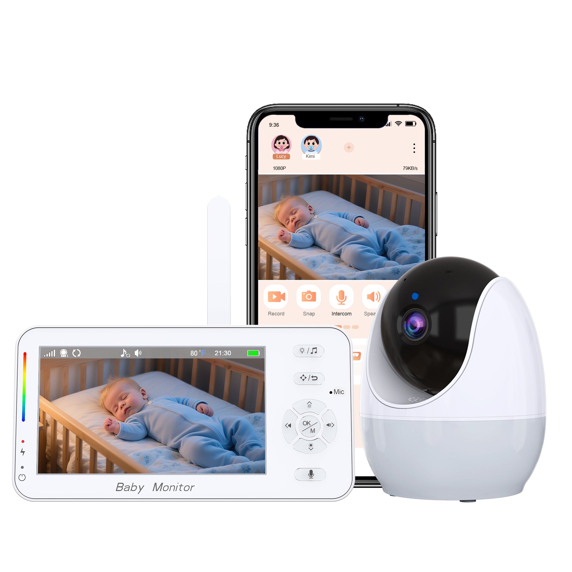 Monitor Video Inteligent pentru Bebeluși cu Aplicație – Monitorizare Sigură și Conectivitate în Timp Real – Maison G