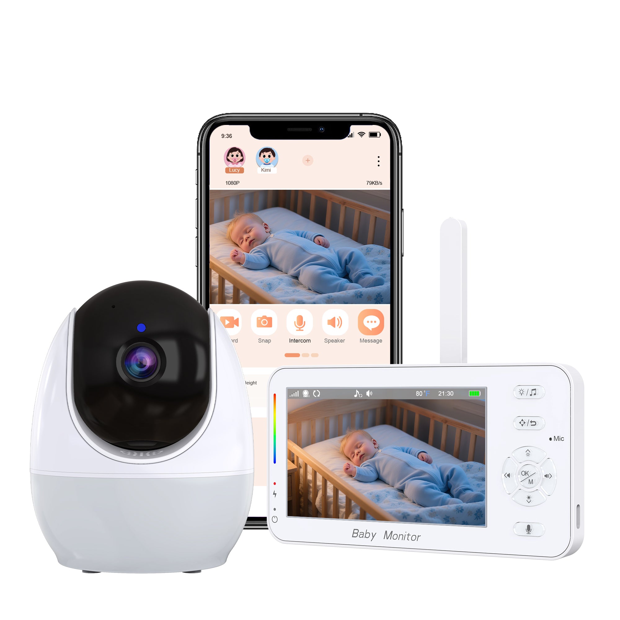 Monitor Video Inteligent pentru Bebeluși cu Aplicație – Monitorizare Sigură și Conectivitate în Timp Real – Maison G