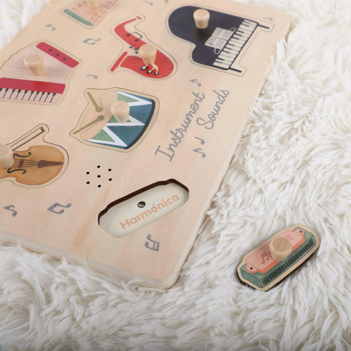 Puzzle Sonor Montessori din Lemn – Instrumente Muzicale – Jucărie Educativă pentru Copii – Maison G
